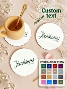 Customized Coasters, Allowing Customization Of Names And Letter Patterns. Suitable For Beverages, Tea Cups, Coffee Cups. Can Be Used As Home And Restaurant Decorations, Essential Gifts For Festivals, Christmas Ornaments. Exquisitely Designed. - Multicolor - View 2