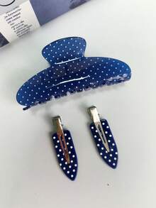 3 pièces/Set Pinces à cheveux à pois vintage, pinces à cheveux rouges, bleues et noires, ensemble d'accessoires pour cheveux, grande taille, pinces à cheveux pour femmes, élégantes, demi-queue de cheval, pinces à cheveux, ambiance hivernale lumineuse, mode, polyvalente, accessoires pour cheveux en forme de diadème, cadeau - Multicolore - Voir 2
