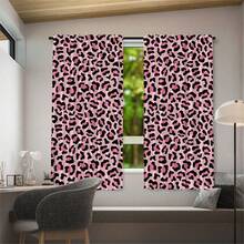 2pcs Purple Pink Leopard Print Lightweight Semi-Sheer Curtains, 90GSM Semi-Sheer Privacy Protection, Rod Pocket Installation, Quick Dry Fade-Resistant, Lightweight Washable, Suitable For Home, Room, Kitchen Decor And Space Partition - Multicolor - View 14