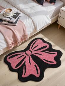 1pc Bathroom Floor Mat Carpet, Flocked Soft Comfortable Foot Feel, Bow Pattern, TPR Backing Non-Slip, Suitable For Kitchen, Outdoor, Indoor, Hallway, Bedroom, Living Room, Bedside, Easy To Clean Machine Washable Carpet, Bedroom Bathroom Decor - Multicolor - View 4