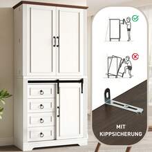Tall Cabinet With Safety Tilt Mechanism And Snack Shelf, 4 Drawers And Adjustable Shelves, Unique - 白色 - 查看 9