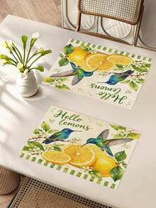 1pc Summer Lemon Pattern Table Runner, Placemat, Pillowcase. Pastoral Style, Spring/Summer Home Kitchen Decor, Suitable For Spring/Summer Home Kitchen Decoration And Party Decoration - Multicolor - View 5