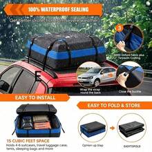 420D Waterproof Car Roof Storage Bag With Non-Slip Pad, Universal Car Roof Rack, Suitable For Vehicles With Or Without Roof Rack, Outdoor Self-Driving Travel Cargo Bag - 420D Roof Bag + Non-slip Pad - View 9