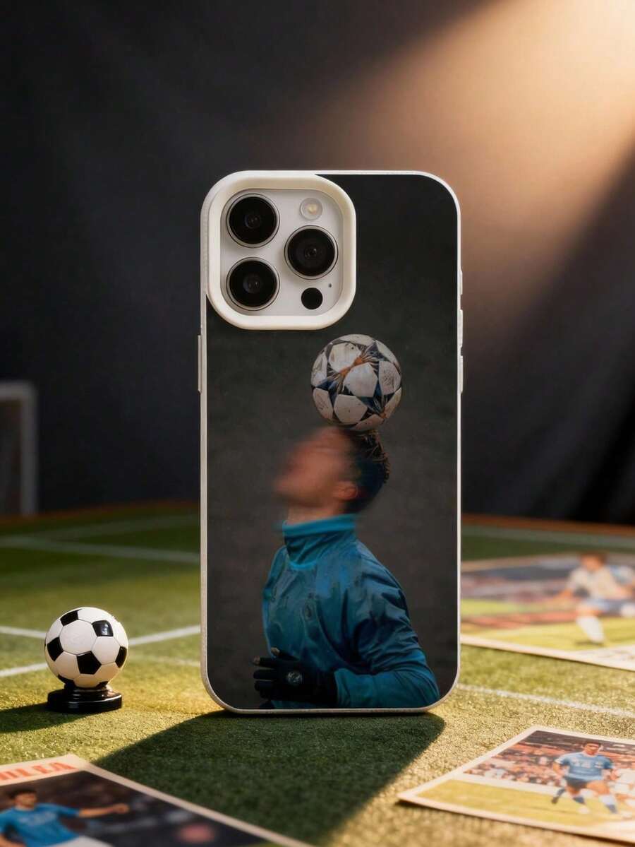 1 Piece Soft TPU Phone Case With Soccer Ball Design, Compatible With IPhone 17/16 Pro Max/15 Plus/14 Pro, Protective Cover With CR Training Print, Shockproof, With Precise Cutouts - 貝斯 - 查看 1