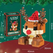 Micro-Particle Mini Christmas Theme Building Blocks Series, ABS Material, Includes: Santa Claus With Gift, Christmas Tree, Reindeer, Blue Hat Snowman, Wooden Bear, Small Train And Other Christmas Building Blocks Gift. Children's Stacking Blocks Toy Set, Soft Stress Relief Item, Creative DIY Educational 3D Handmade Assembly Toy. - Multicolor - View 14