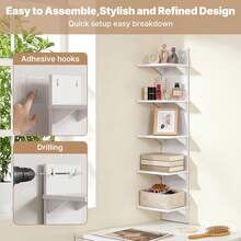 LOVEWE 5 Tier Wall Shelf Unit,White Vertical Floating Shelf-Narrow Decorative Wall Mount Modern Wall Decor Shelves For Bedrooms - 5th Floor - View 5