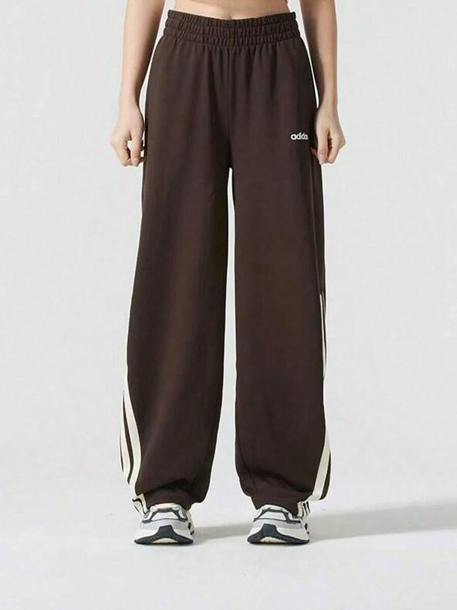 Adidas 阿迪达斯2025新款女子休闲宽松阔腿百搭裤 - 咖色 - 查看 1