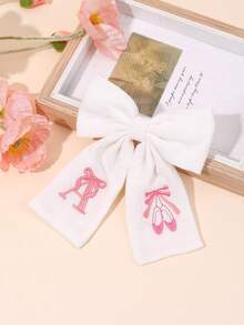 1件女孩 A-Z 26字母白色與粉色布藝蝴蝶結髮夾，字母刺繡髮夾，優雅髮夾，適合花朵裝飾，兒童日常穿著，婚禮派對禮物 - 彩色 - 查看 3