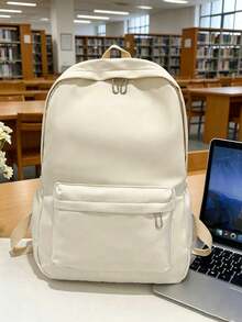 Fashion Solid Color Backpack, Multi-Functional Large Capacity Casual Commute Backpack (Unisex/Student Suitable) With Laptop Compartment, Back To School Essential - Multicolor - View 4