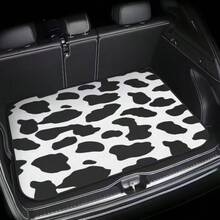 1pc/4pcs Universal Car Floor Mats And Trunk Mats, Black & White Cow Print Car Floor Mats And Trunk Mats, Car Rear Storage Decor, Fashionable Car Interior Accessories - Black and White Cow Print - View 12