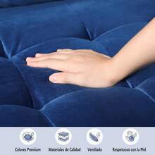 Genérico Sofá Loveseat Sillón 2 Plazas Modern Sofá Pequeño Terciopelo Sofá loveseat Moderno 121cm (Terciopelo, Gris) - azul - Ver 7