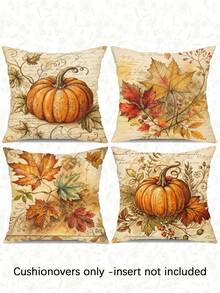 4pcs,Autumn Pumpkin Letter Set Pillow Covers,Harvest Thanksgiving Warm Orange Home Cushion,Home Decor,Thanksgiving Farmhouse Style Decorative Pillow Covers,Zipper Closure,Multiple Patterns Available,Suitable For Various Room Types - Multicolor - View 15