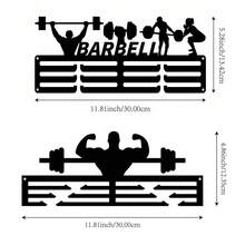 1PC Barbell Weightlifting Gold Silver Bronze Medal Display Rack, Metal Wall Decor Storage Rack, Suitable For Sports Awards, Weatherproof Display For Collectibles, Perfect For Sports Enthusiasts And Athletes, Indoor And Outdoor Display, Ideal Gift For Sports Fans And Champions - Black - View 8