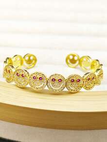 1pc Sweet Zirconia Inlaid Cartoon Multi-Color Open Bracelet For Women, All-Match Summer Accessory For Daily, Parties, Dates & Weddings - Cartoon - View 8