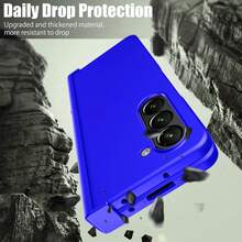 keshengtai 1件裝糖果色轉軸全包覆手機殼，適用於 Galaxy Z Fold 8 Ultra 7 6 5 4 3 5G - 寶藍色 - 查看 3