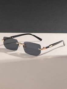 1 Pair New Unisex Fashion Rimless Rectangular Metal Frame Glasses, Exquisitely Carved, Multi-Functional, Suitable For Daily Life, Street Photography, Commuting, Outdoor Travel - Multicolor - View 6