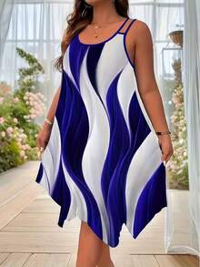 Women's Casual Dress, Loose Fit And Color Block Print - 綠色 - 查看 10