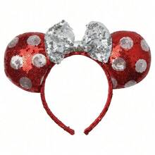 Minnie [組合省錢] 迪士尼米妮紅色亮片耳飾髮箍 & 紅色耳飾髮箍 & 發光項鍊套裝組合 – 輕量且可調節，舒適貼合，耐用兒童材質，服裝配件，兒童珠寶，適合兒童的完美禮物，米妮粉絲禮物，生日派對 & 度假贈品 - 彩色 - 查看 2