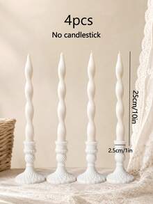Set Lilin Aromaterapi Batang Panjang Spiral Biru 12pcs/4pcs/2pcs, Campuran Lilin Kedelai, Desain Taper Panjang 25cm, Lilin Wangi, Dekorasi Rumah Penting, Dekorasi Meja - Batang panjang berulir putih - View 6