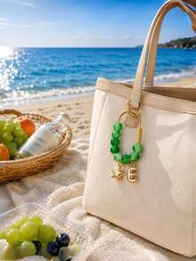 Custom Beaded Letter Bag Charm Keychain, Handmade Pendant, Gold Carabiner Accessory, A Unique Gift For Friends And Bridesmaids. - Multicolor - View 6