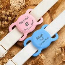 Personalized Pet Apple AirTag Holder For Dog Collar, Engraved Silicone AirTag Case, Dog Collar AirTag Cover, Pet ID Tag Holder, AirTag Dog Tag Accessory - Multicolor 1 - View 5