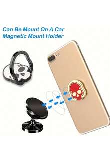 1 pieza Soporte de anillo para teléfono con diseño creativo de calavera de Halloween, rotación de 360 grados, aleación de zinc, soporte de anillo multifuncional, conveniente de usar y transportar. - Multicolor - Ver 8