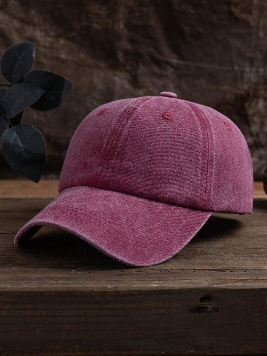 Men's Solid Baseball Cap, Casual - Bordeaux - View 1
