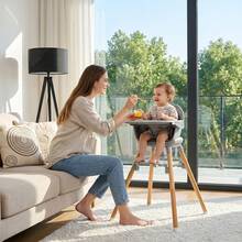 Piorlado 6-In-1 High Chair Bar Stool, Multifunctional Children's High Chair, Wooden Legs With 5-Point Harness, Removable Tray For Children - Grey - View 4