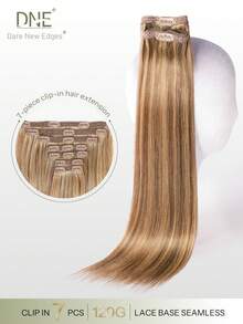 DNE HAIR 7件組夾式真人髮片 120G P4/27 中棕色與金髮雙層隱形夾式Remy髮片 無縫柔軟髮尾 防掉髮 可重複使用 適合細髮 沙龍日常婚禮派對造型 女士與女孩適用 - S4/27 - 查看 1