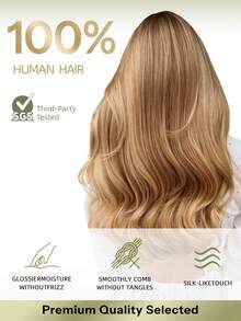 DNE HAIR 7件組夾式真人髮片 120G P4/27 中棕色與金髮雙層隱形夾式Remy髮片 無縫柔軟髮尾 防掉髮 可重複使用 適合細髮 沙龍日常婚禮派對造型 女士與女孩適用 - S4/27 - 查看 7