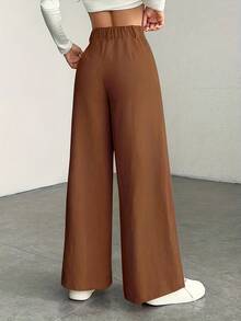 Pantalones de Mujer de Cintura Alta y Pierna Ancha - Textura de Pana, Pantalones Casuales, Cómodos para Todas las Estaciones, Lavables a Máquina - [Cafetería] - Ver 4