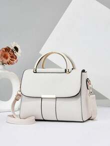 PLANEE Women's Vintage PU Crossbody Bag, Flap Shoulder Bag, Minimalist Style, For Office, Work, Fashionable Women's Shoulder Bag, Fashionable Solid Wallet For Women, A - 玫瑰金 - 查看 1