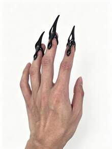 1pc/5pcs Subculture Gothic Finger Rings, Punk Dark Design Niche Fingertip Rings, Cosplay Nail Rings, Unisex Rings, These Nails Can Decorate Your Fingers And Be Used In Halloween Parties, Cosplay Parties, Birthday Parties. Additionally, They Are Very Suitable For Creating A Scary Halloween Atmosphere. Or They Can Also Be Used As Interesting Cosplay Accessories, Such As Vampire, Werewolf Style, Bride Accessories (There May Be Color Difference, Please Do Not Purchase If You Mind) - Multicolor - View 5