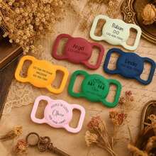 Personalized Pet Apple AirTag Holder For Dog Collar, Engraved Silicone AirTag Case, Dog Collar AirTag Cover, Pet ID Tag Holder, AirTag Dog Tag Accessory - Multicolor 1 - View 3