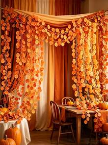 12/6/1pc Artificial Autumn Eucalyptus Leaf Vine, Suitable For Home Decor, Bedroom Living Room Decor, Table Centerpiece Decor, Wall Decor, Yard Garden Door Decor, Fireplace Decor, Party Decor, Autumn Decor - Multicolor - View 3