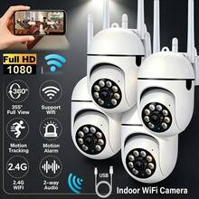 1/2/4 piezas Cámara de WiFi de 2.4G para abuela, monitoreo de doméstica con vista panorámica de 360°, audio bidireccional, detección de movimiento con IA y visión nocturna, control remoto a través de la aplicación, apta para uso en interiores - Blanco - Ver 2