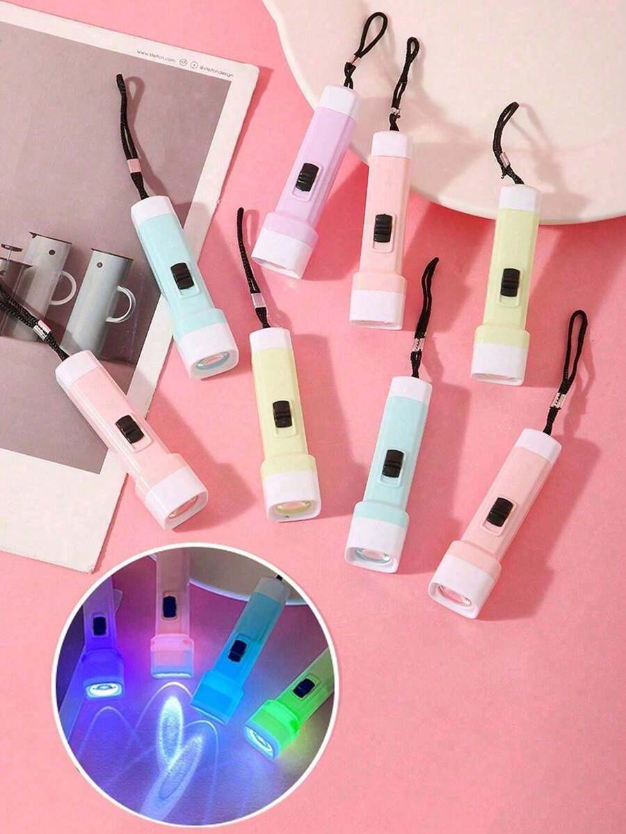 1組迷你果凍色LED手電筒玩具,隨機顏色,可閃爍,生日派對小禮物填充物,禮物袋填充物,適合居家使用,投影燈玩具 - 多色 - 查看 1