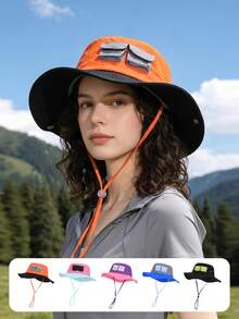 JOYLORD Women's Summer Outdoor Sun Protection Hat With Ponytail Hole, Korean Style Fashion Wide Brim Shawl Bucket Hat - 6287 - View 9