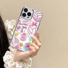Volleyball Shockproof Case Made Of Eye-Catching Glossy TPU Material, Scratch-Resistant And With Camera Protection. Viral Influencer Design, With Delicate Cartoon Graphics And A  Youth Style. Compatible With IPhone 11-17 Pro Max, X/XS Max. - 透明度 - 查看 2