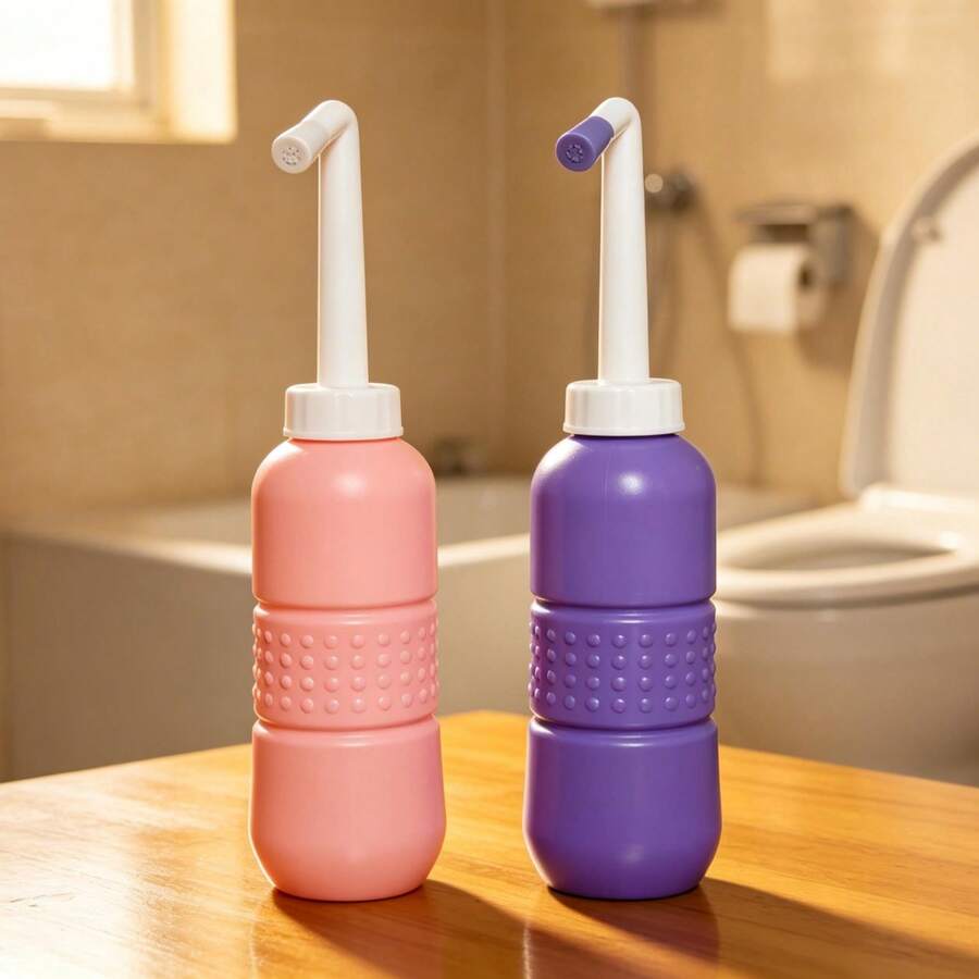 2pcs 650ml Blue+Pink Large Capacity Portable Travel Perineal Wash Bottle, Reusable Personal Intimate Cleansing Bottle, Suitable For Postpartum Recovery, Perineal Cleaning And Women's Hygiene, Fresh And Comfortable For Daily And Travel Use - 650ML - [Blue + Pink] - 2 - View 1