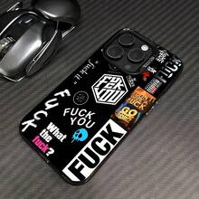 Tema de tipografía con calavera azul y lenguaje soez en negrofunda de teléfono Fundas compatibles con ,Apple,VIVO,OPPO,,, y Honor.Fabricadas en silicona TPU,ofrecen protección contra golpes y caídas.regalos para mamá - Negro - Ver 2