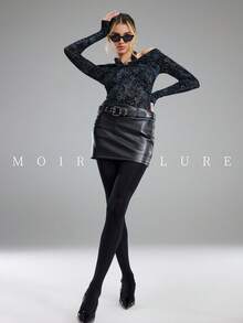 MOIRÉALLURE 1 Pair Women Tummy Control Shaping Tights High Waist Butt Lifting Pantyhose Work Daily Wear - Black - View 6