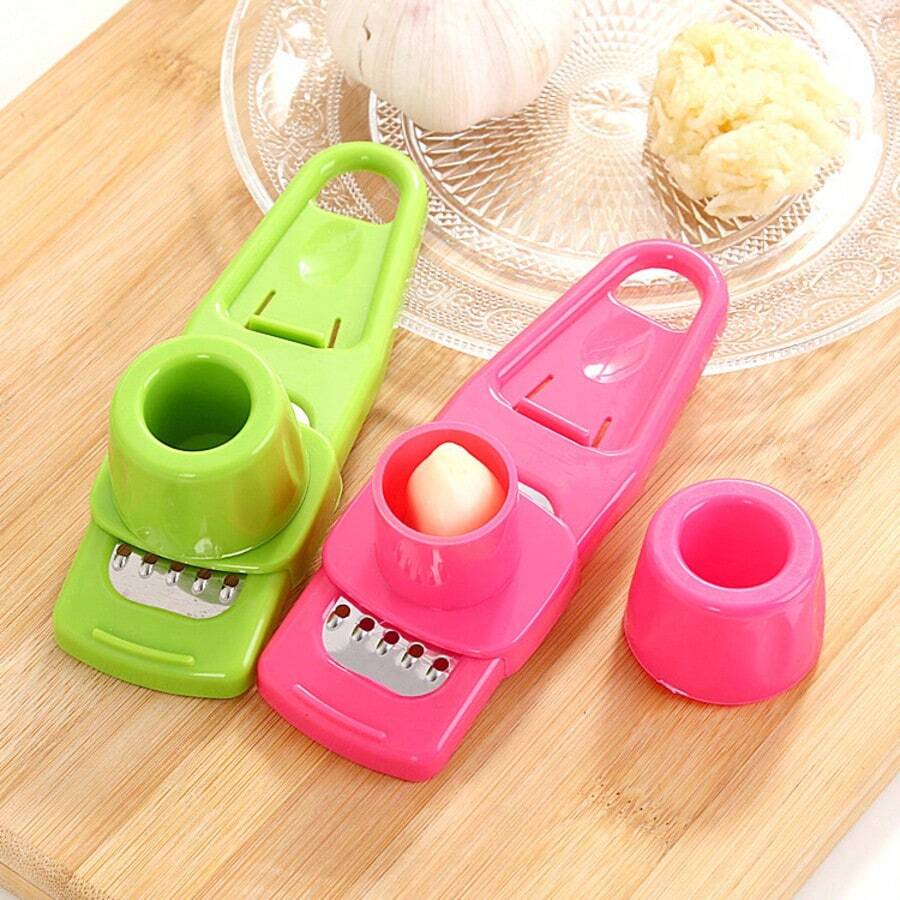 1-2pcs Multi-Function Garlic Chopper & Slicer, Portable Plastic Garlic Press, 2-In-1 Manual Garlic Mincer, Can Make Garlic Paste & Slices, Quick Garlic Crushing & Slicing Kitchen Tool, Easy To Clean Small Garlic Chopper For Home Cooking - A - View 1