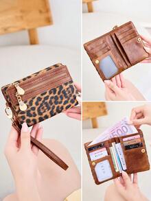 FOREVER MIYIN Billeteras pequeñas con correa de muñeca con estampado de leopardo minimalista para mujeres, billetera con múltiples ranuras para tarjetas, billetera de muñeca plegable, uso diario, útiles escolares, monedero - Multicolor - Ver 9