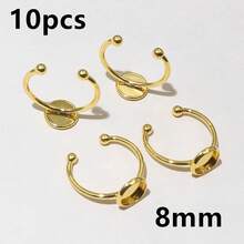 10pcs Stainless Steel Gold Color Adjustable Ring Settings Fit 6-25mm Glass Cabochon Blank Base Tray DIY Jewelry Making Accessories - Ring Blank Base - View 29