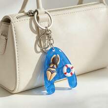 4pcs Set - Water Ripple Pool Swimmer Keychain, With Mini Lifebuoy Pool Diver Pendant, Summer Beach Travel Bag & Key Charm, Creative Fun Gift For Summer Lovers - Multicolor - View 7