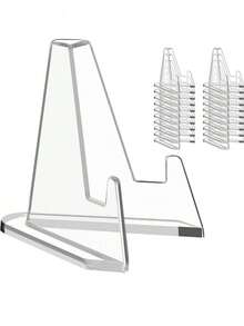 10/30pcs Acrylic Card Holders, Card Display Stand, Transparent Card Storage Box, Suitable For Displaying Magnetic Cards, Sports Cards, Challenge Medals, Collectible Cards, Transparent Plastic Card Holder, Paper Table Number Base, Product Price Tag, M - Clear - View 12