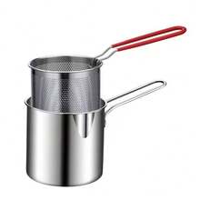SOKANY 1pc Stainless Steel Japanese Style Deep Fryer With Filter Basket And Clip, Suitable For Frying French Fries And Chicken (Kitchen Accessory) - View 7