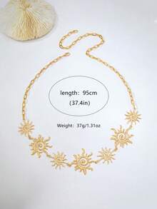 1pc Bohemian Style Gold Sun Spiral Waist Chain, Adjustable Sun Pendant Body Chain, Summer Beach Festival Women's Belly Chain - Gold Necklace - View 8