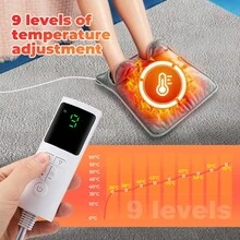 Hailicare Electric Heating Foot Warmer Pad(40*40cm),9-Gear Temperature Settings 4-Level Timing Super Soft Fabric Hand&Machine Washable,Foldable And Portable Electric Blanket,Fast Heating, Suitable For Bed, Office, Under Desk - Grey - View 5